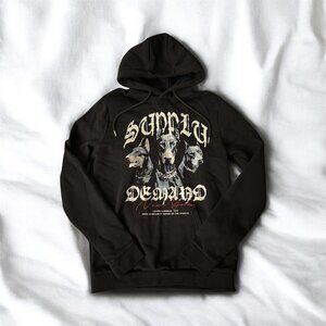 Supply & Demand New York Black "Doberman" Dog Graphic Hoodie Mens Small
